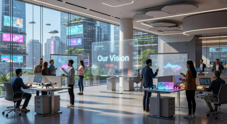 Futuristic modern office space showing innovation culture